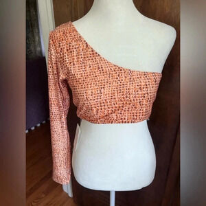 NWT Orange and Red Snakeskin pattern L'Space Cardi‎ Swim Top Women Size XL